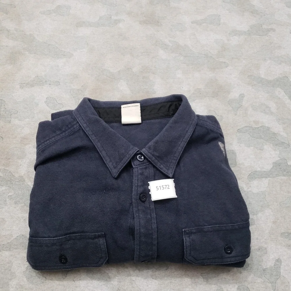 the North Face Shirt Mens 2XL Blue Pockets Long Sleeve Button-Up Chamois Outdoor
